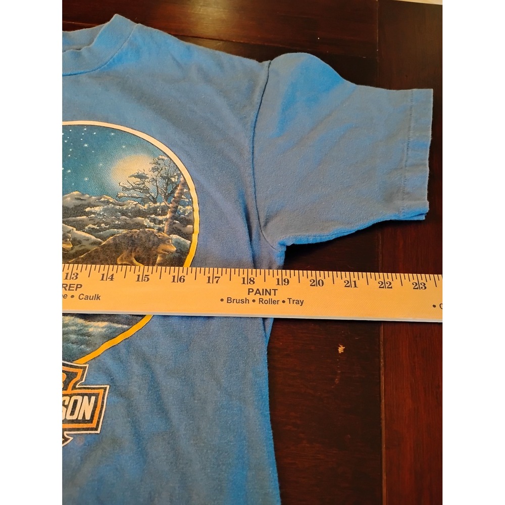 Vintage‎ Harley Davidson Running With The Pack Wolf Eagle Blue T-Shirt Mens L - Picture 6 of 8